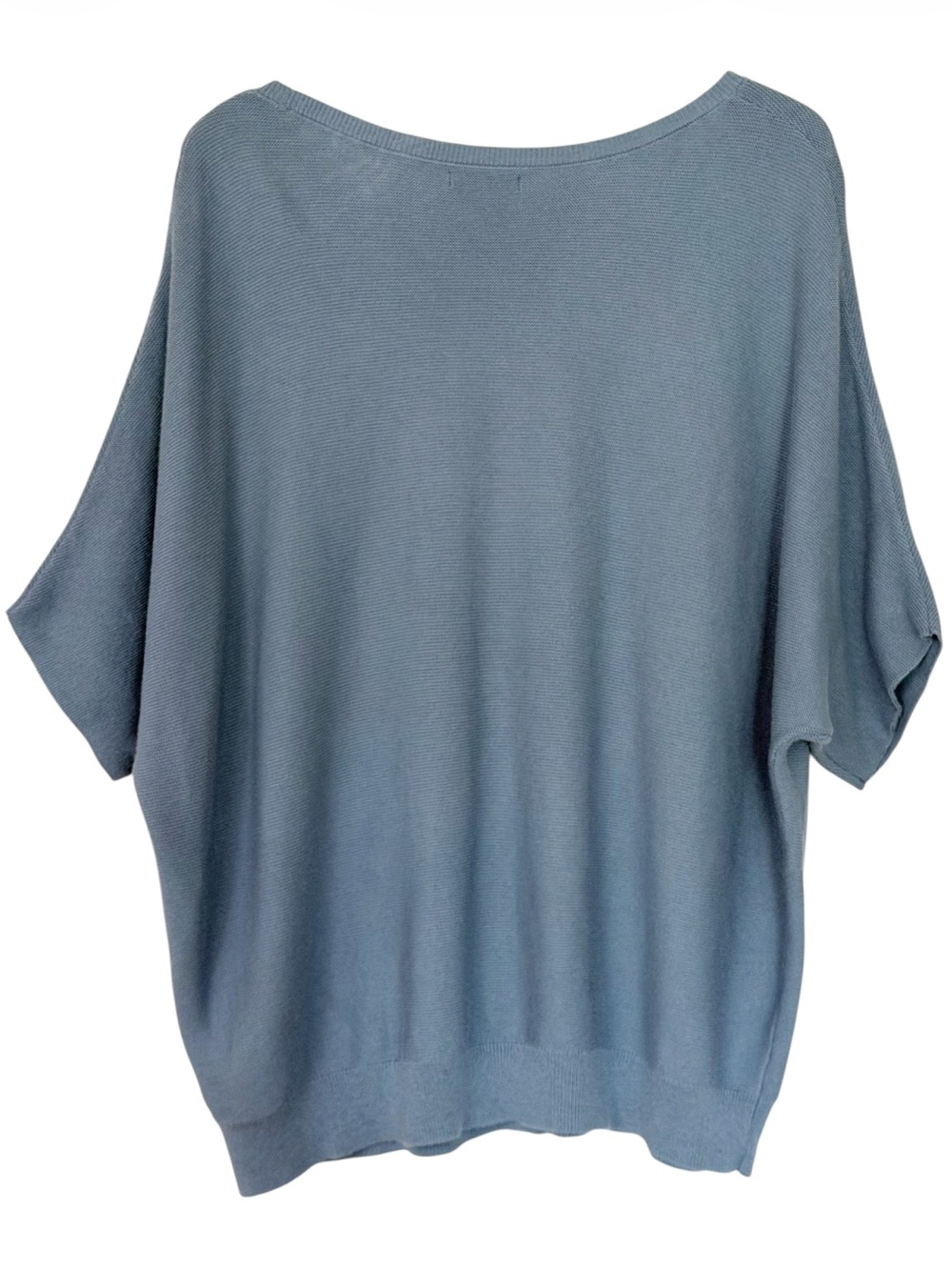 Quince Lightweight Cotton Cashmere Link Stitch Dolman Sweater in Blue Size XL - Picture 8 of 8